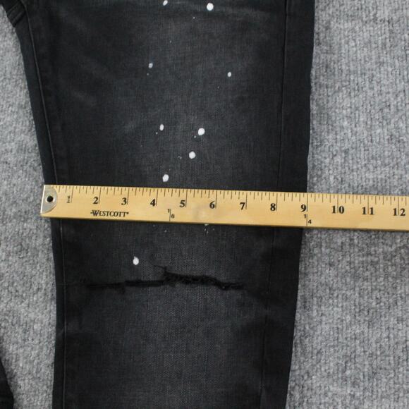Purple Brand Jeans Mens 33 P001 Low Rise Slim Black Paint Splatter Streetwear - Picture 14 of 16
